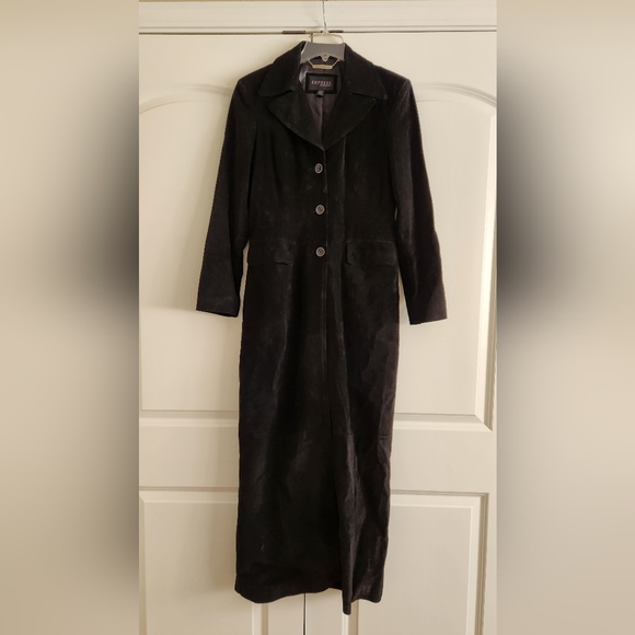 Express Jackets & Blazers - Vintage Y2K Express Black Suede/Leather Trench Style Long Winter Coat